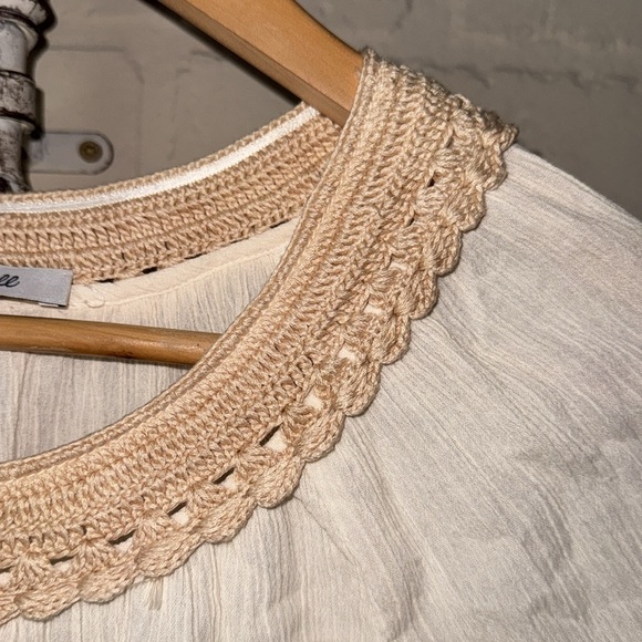 Madewell peasant blouse short sleeve crochet trim gauze cotton small - Picture 4 of 6